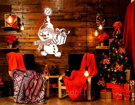 Декоративное настенное Панно «Снеговик», Декор на стену 110*77 см, Белый Киев