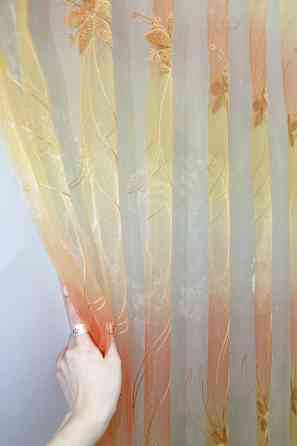 Тюль органза з вишивкою колір помаранчевий 1365т Київ