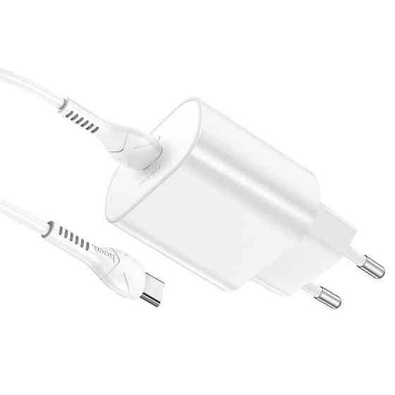 Мережевий зарядний пристрій з кабелем HOCO N22 Jetta PD25W charger set(Type-C to Type-C)(EU) White Одеса