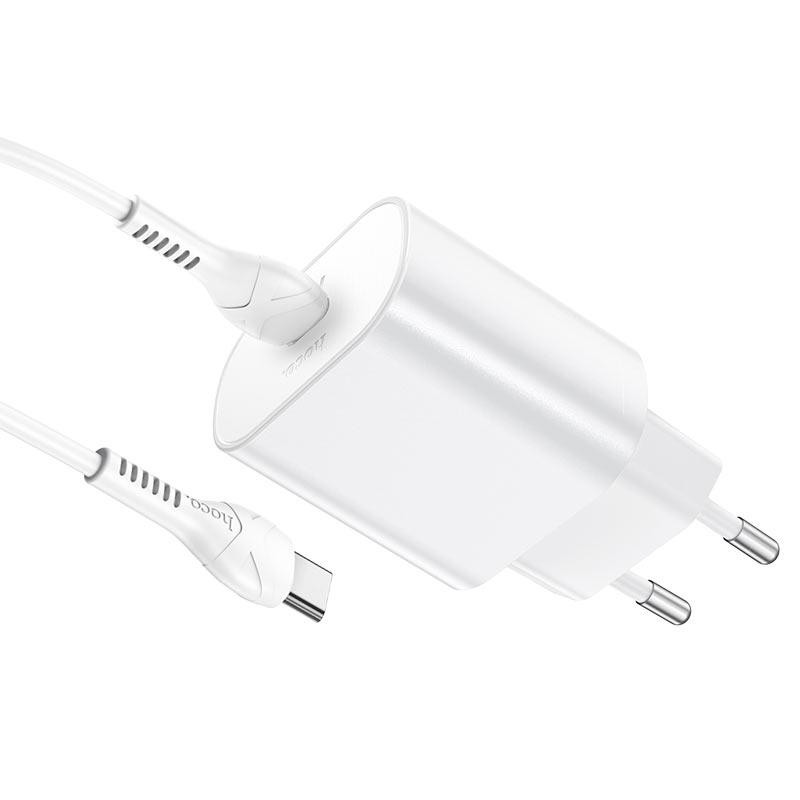 Мережевий зарядний пристрій з кабелем HOCO N22 Jetta PD25W charger set(Type-C to Type-C)(EU) White Одеса - фото 3