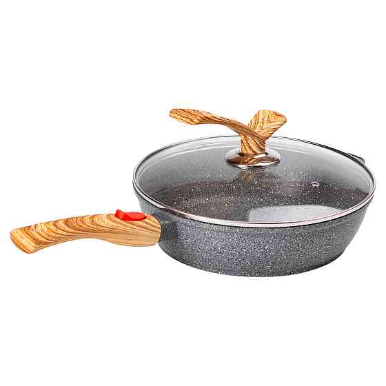 Алюмінієва глибока сковорода (2,8 л) зі скляною кришкою Ø 26 см сіра MGC HP-4-464G Коломия