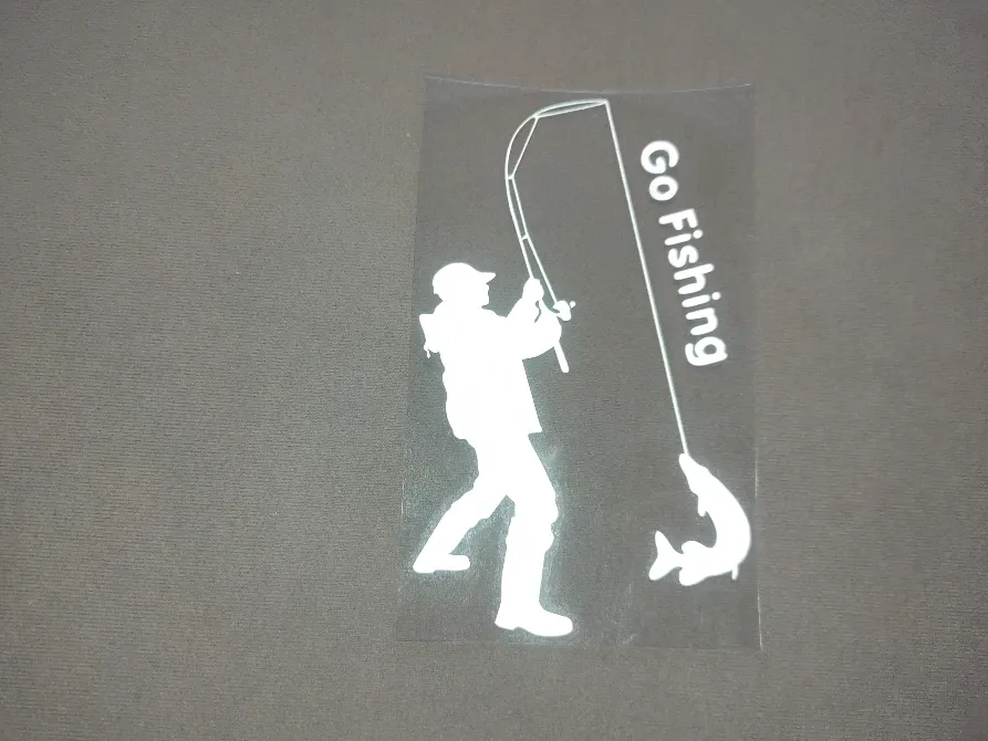 Наклейка на авто Рыбак с щукой Белая светоотражающая Киев - изображение 3