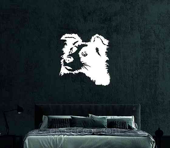 Декоративне настінне Панно «Бордер-Колі», Декор на стіну 70*68 см, Білий Київ