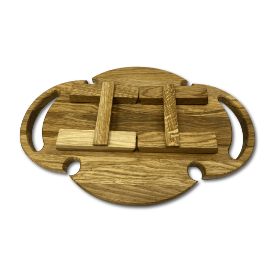 Винний столик з ясена, піднос складний овальний піднос 44×30см з ніжками і тримачами для 4 келихів Кам'янець-Подільський