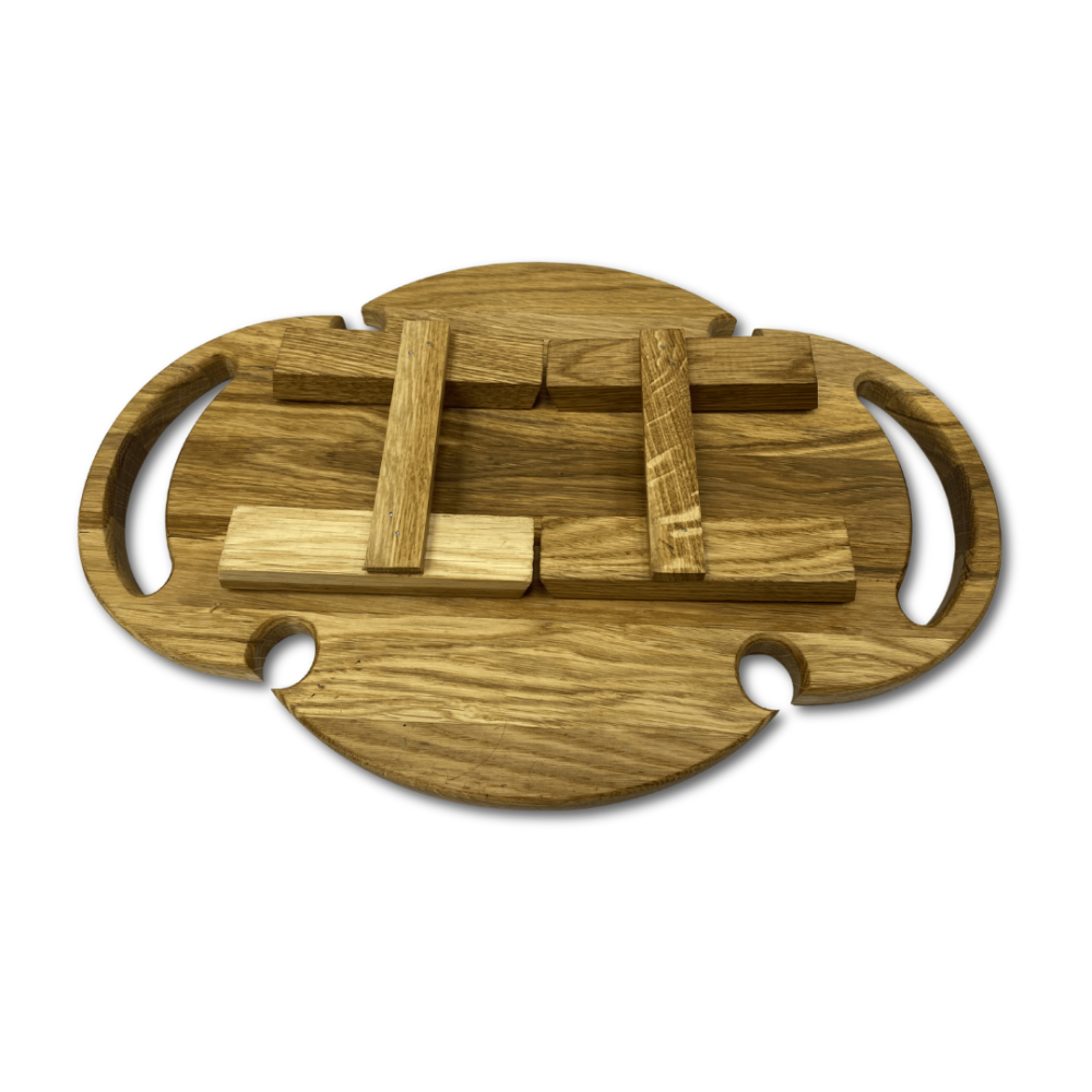 Винный столик из ясеня, поднос складной овальный поднос 44×30см с ножками и держателями для 4 бокалов Каменец-Подольский - изображение 5