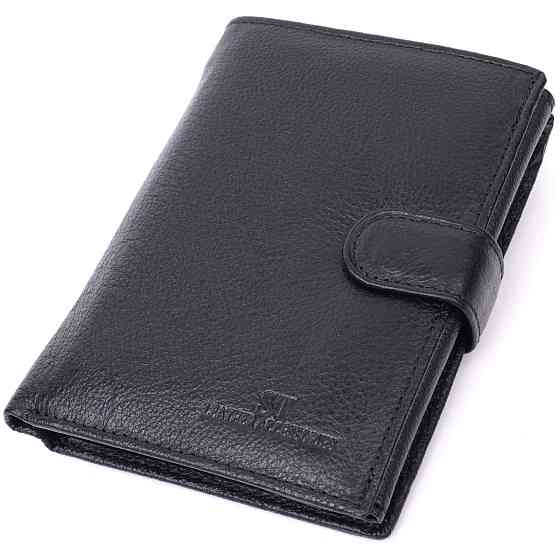 Чоловічий шкіряний гаманець з блоком для документів, чорний (ST Leather) Київ
