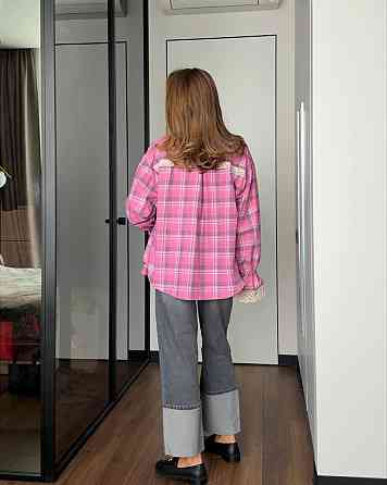 Жіноча стильна повсякденна в клітинку сорочка фланель Одеса