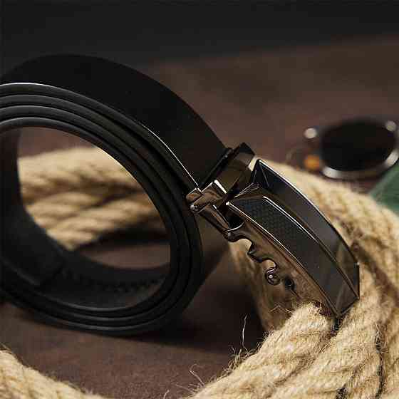 Ремень мужской с автоматической пряжкой Vintage 20282 Черный Киев