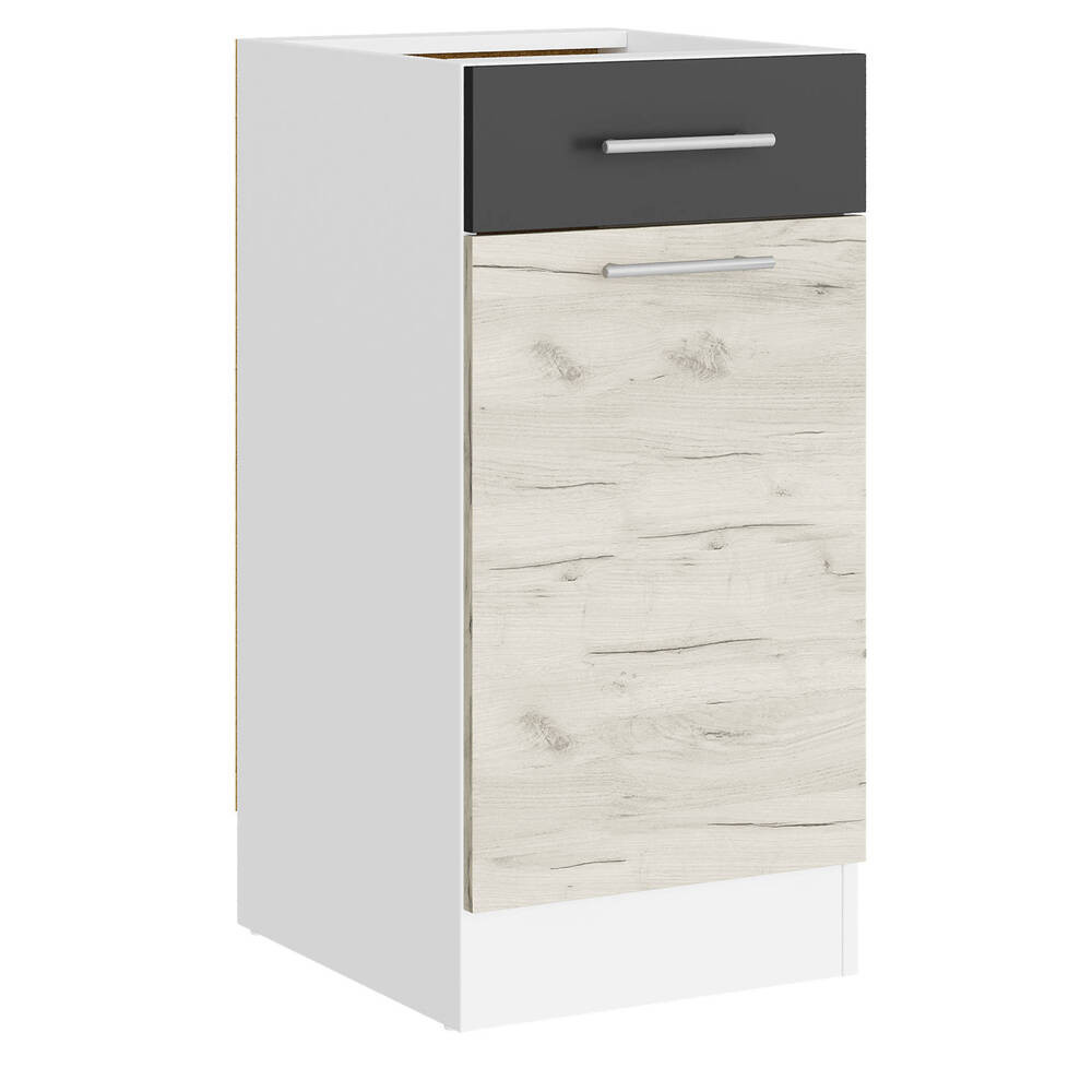 Кухонний модуль нижній з шухлядою Еверест Еко 400 дуб крафт білий/графіт/білий (без стільниці) 40х46х82 см (DTM-071030) Дніпро - фото 1