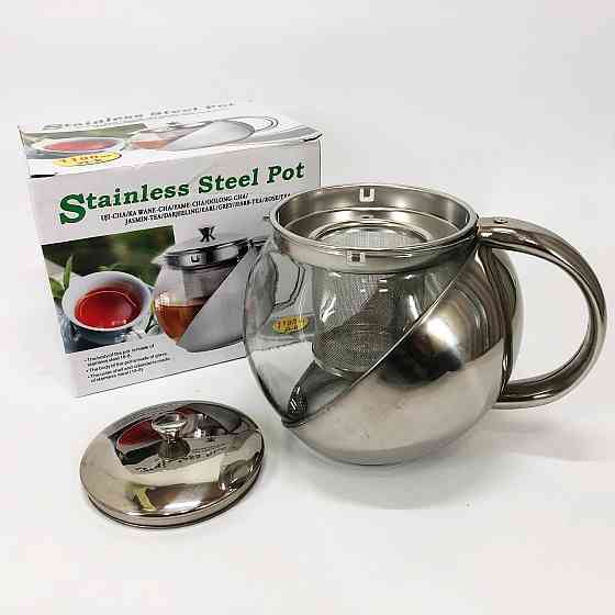 Скляний чайник з фільтром для заварювання чаю UNIQUE UN-1164 1.10 л, Заварний чайник скляний з ручкою HR-15 Львів