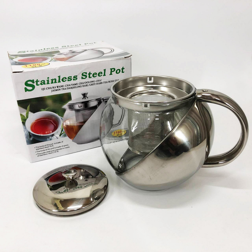 Скляний чайник з фільтром для заварювання чаю UNIQUE UN-1164 1.10 л, Заварний чайник скляний з ручкою HR-15 Львів - фото 6