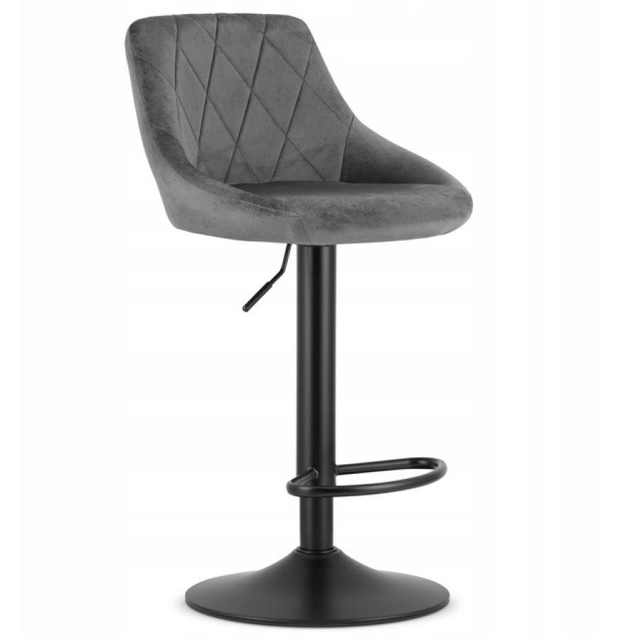 Барний стілець BONRO B-074 велюр регульований стільчик крісло для кухні, барної стійки Сірий Київ - фото 1