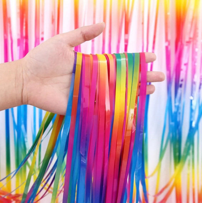 Шторка для фотозоны дождик 2 м на 1 м разноцветный Киев - изображение 1