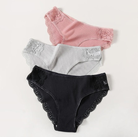 Женские трусы из хлопка 3 штуки 50 черный пудра хаки Киев - изображение 1