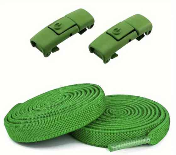 Еластичні шнурки без зав'язок з металевими застібками в колір Зелений Сміла