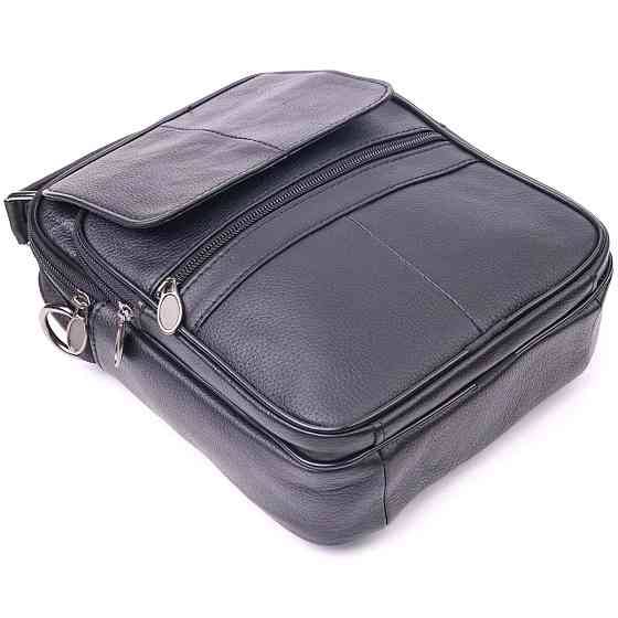 Практичная мужская кожаная сумка 21396 Vintage Черная Киев