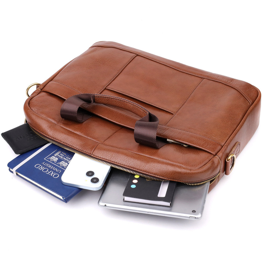 Чоловічий діловий портфель з натуральної шкіри Vintage 23038 Коричневий Київ - фото 9