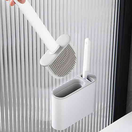 Йоржик для унітазу з гнучкою силіконовою щіткою 2в1 / Набір йоржик і щітка для туалету / Туалетний йоржик Київ