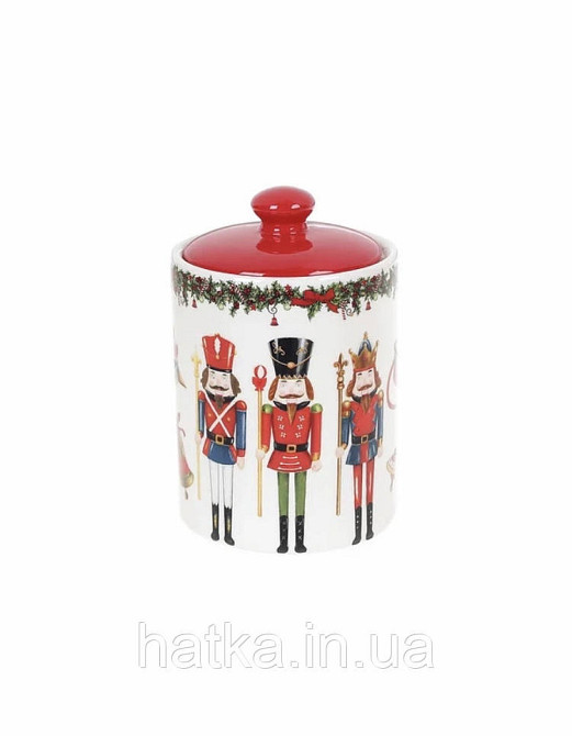 Банку новорічна для солодощів круп чаю керамічна Лускунчик 600мл Київ - фото 6