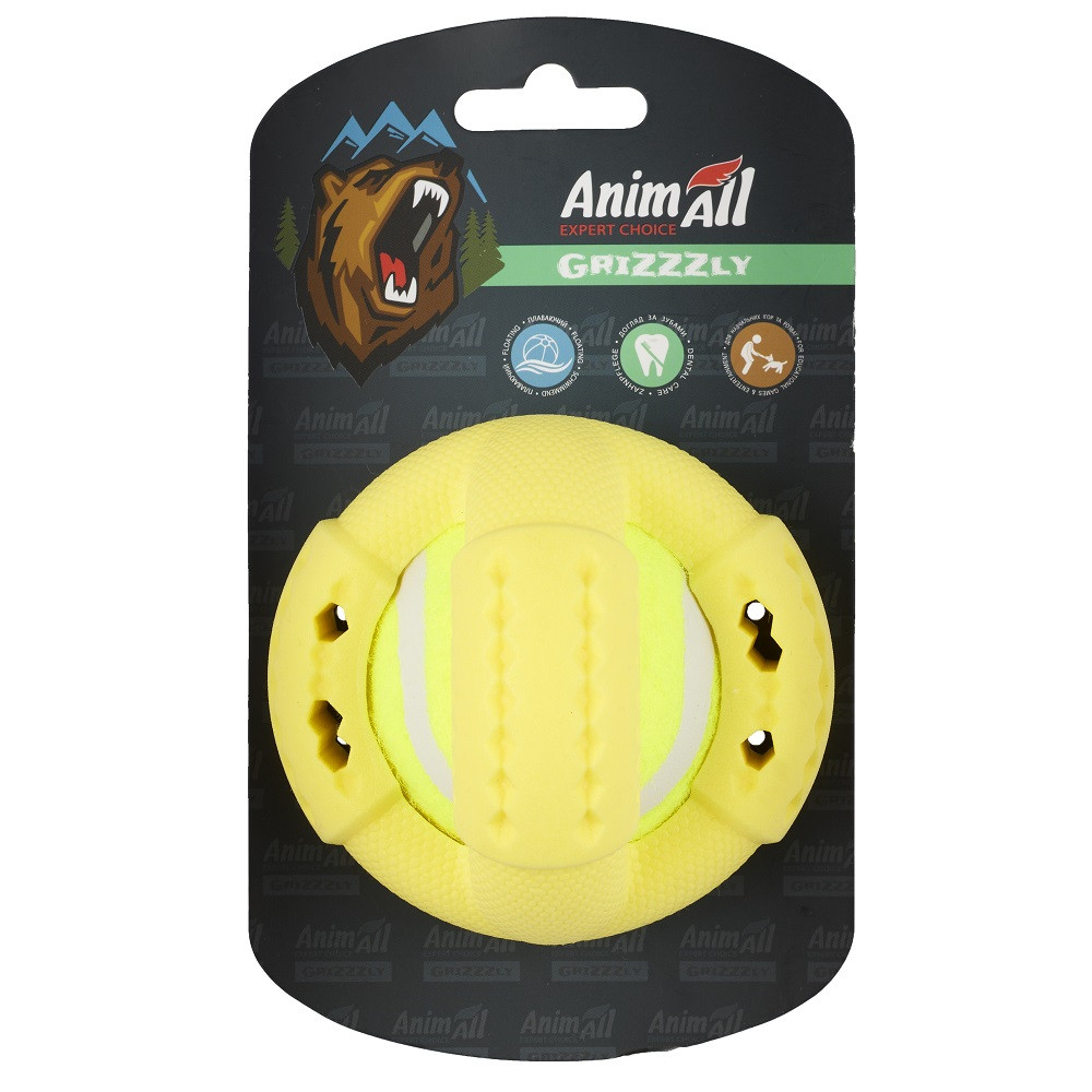 Іграшка AnimAll GrizZzly тенісний м'яч S для собак, жовтий, 9,2 см Київ - фото 1