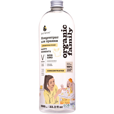 Гель для стирки Purenn Organic Family Happy Moments для детских вещей с Ромашкой 1 л (4751024880463) Винница - изображение 1