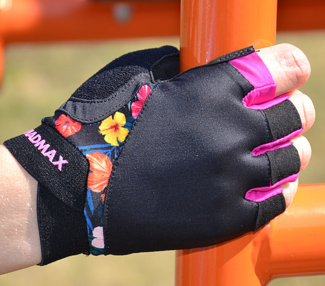Рукавички для фітнесу MadMax MFG-770 Flower Power Gloves Black/Pink XS Каменское - изображение 8
