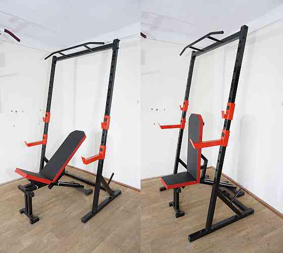 Скамья с отрицательным углом + Сыловие стойки с страховкой и турником Стойки, скамьи для жима и приседаний Киев
