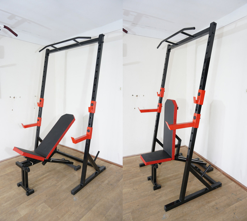 Скамья с отрицательным углом + Сыловие стойки с страховкой и турником Стойки, скамьи для жима и приседаний Киев - изображение 1