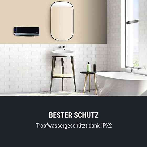 Настінний нагрівач Wallkyrie 1000 Вт/2000 Вт 10-49 °C термостат чорний 1200/2000 Вт (Німеччина, читати Рівне