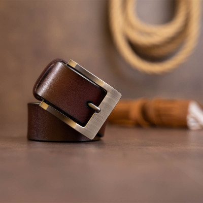 Ремень Vintage Мужской с классической пряжкой Коричневый (20357) Винница - изображение 2