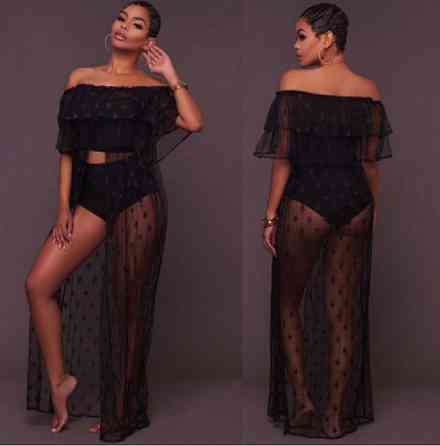 Накидка пляжна прозора в зірочки чорний Київ