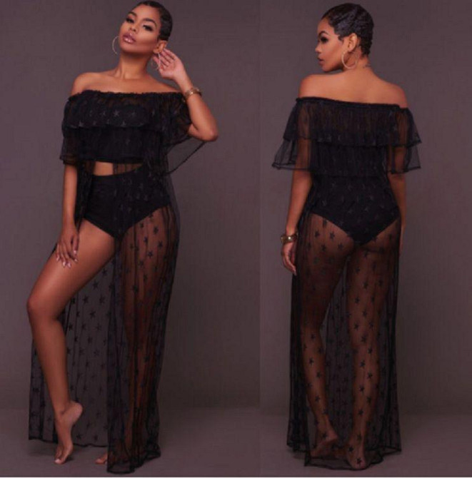 Накидка пляжная прозрачная со звездочками черный Киев - изображение 2