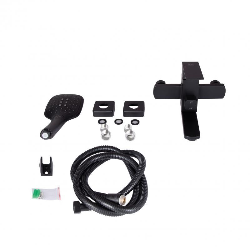 Змішувач для ванни з душовим гарнітуром Lidz Kubis 05P-SES LD048KU43377 чорний Київ - фото 3