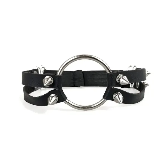 Чокер із металевим кільцем та шипами з натуральної шкіри Art of Sex - Ruby, колір Чорний Львов