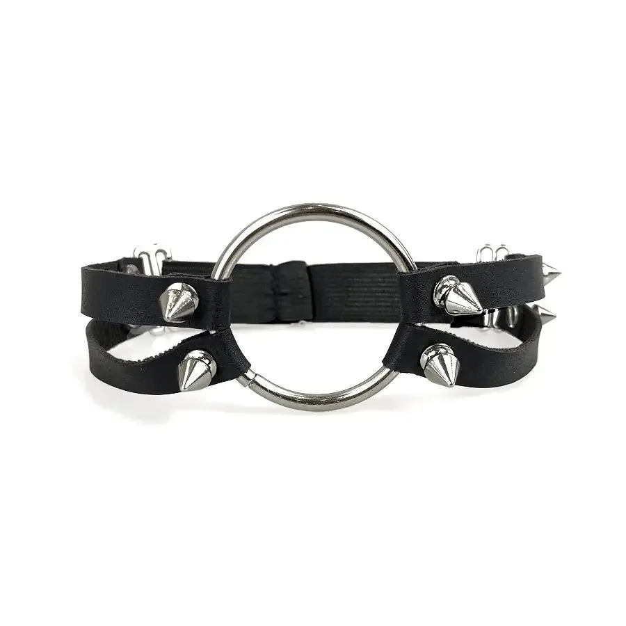 Чокер із металевим кільцем та шипами з натуральної шкіри Art of Sex - Ruby, колір Чорний Львів - фото 2