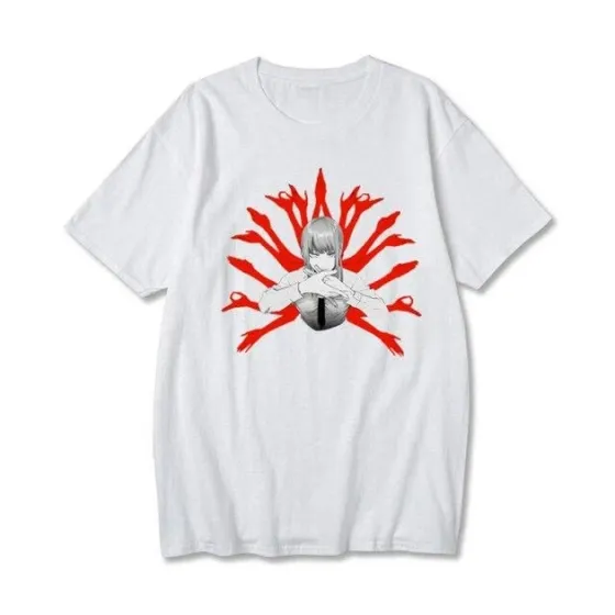 Футболка мужская с аниме принтом Бензопила / Макима Размер оверсайз (S/M/L) Белый AnimeT1020 Днепр