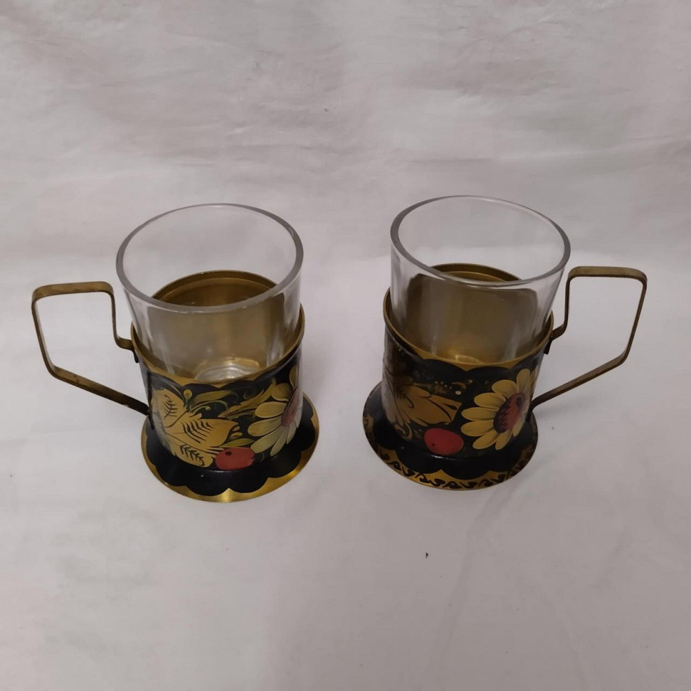 Набір  самовар   розписаний електричний з підносом і стакани з підстаканниками Винница - изображение 3