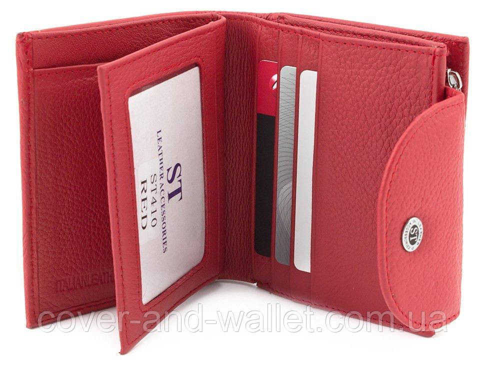 Небольшой женский кожаный портмоне красного цвета на много карточек ST 410 Киев - изображение 7