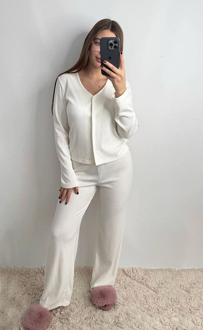 Жіночий трикотажний костюм на теплі дні Молочний XL-2XL Харків - фото 1