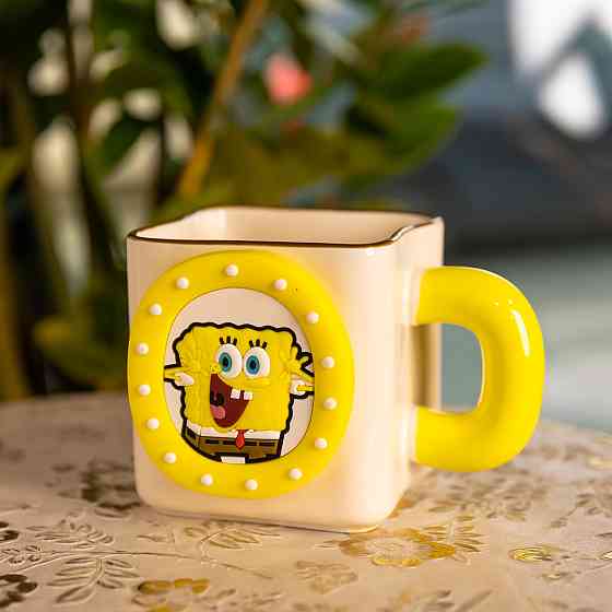 Yiwu Порцелянова чашка "Губка Боб" з магнітним декором 500 мл, Кружка дитяча чашка із порцеляни Коломия
