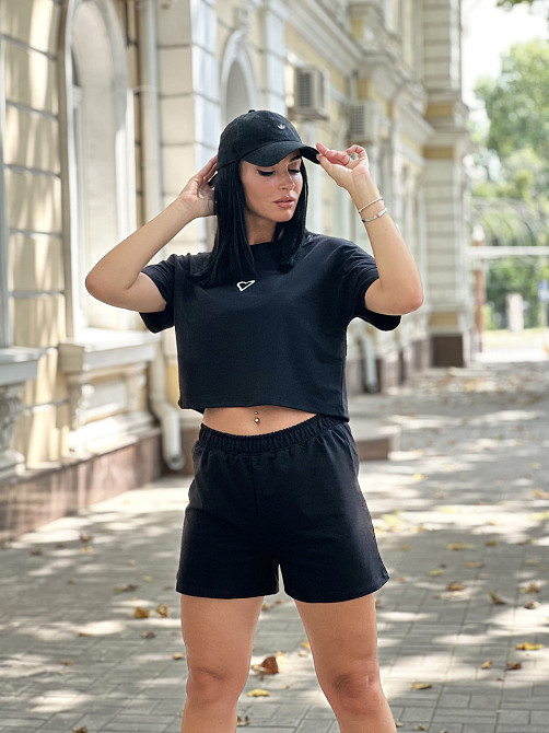 Трикотажний літній костюм шорти і футболка "Carter"| Норма і батал Чорний, 42-44 Київ - фото 2