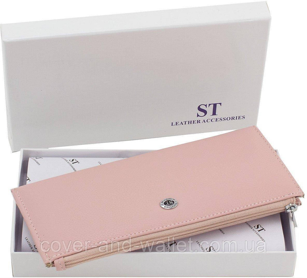 Тонкий пудровый женский кошелёк на молнии ST 025 pink Киев - изображение 10