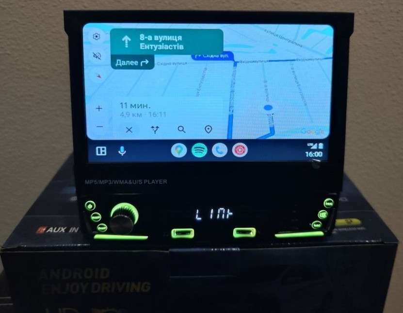 Автомагнітола 1Din 7" з CarPlay та Android Auto з висувним екраном. Харків - фото 7