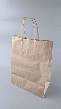 Пакет с ручками бумажный крафт бурий 260х150х350, 70г/м2 (25 шт) Харьков