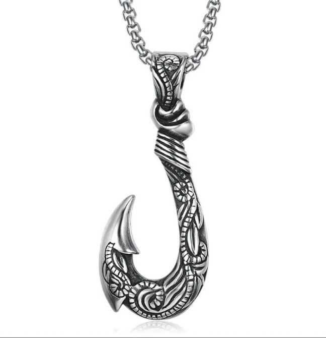 Кулон чоловічий Рибальський Гачок | Підвіска на ланцюжку 60 см, 4.6×1.9 см Київ - фото 2