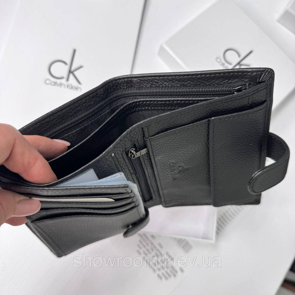 Шкіряний чоловічий брендовий гаманець на кнопці Ск (6602) Київ - фото 9