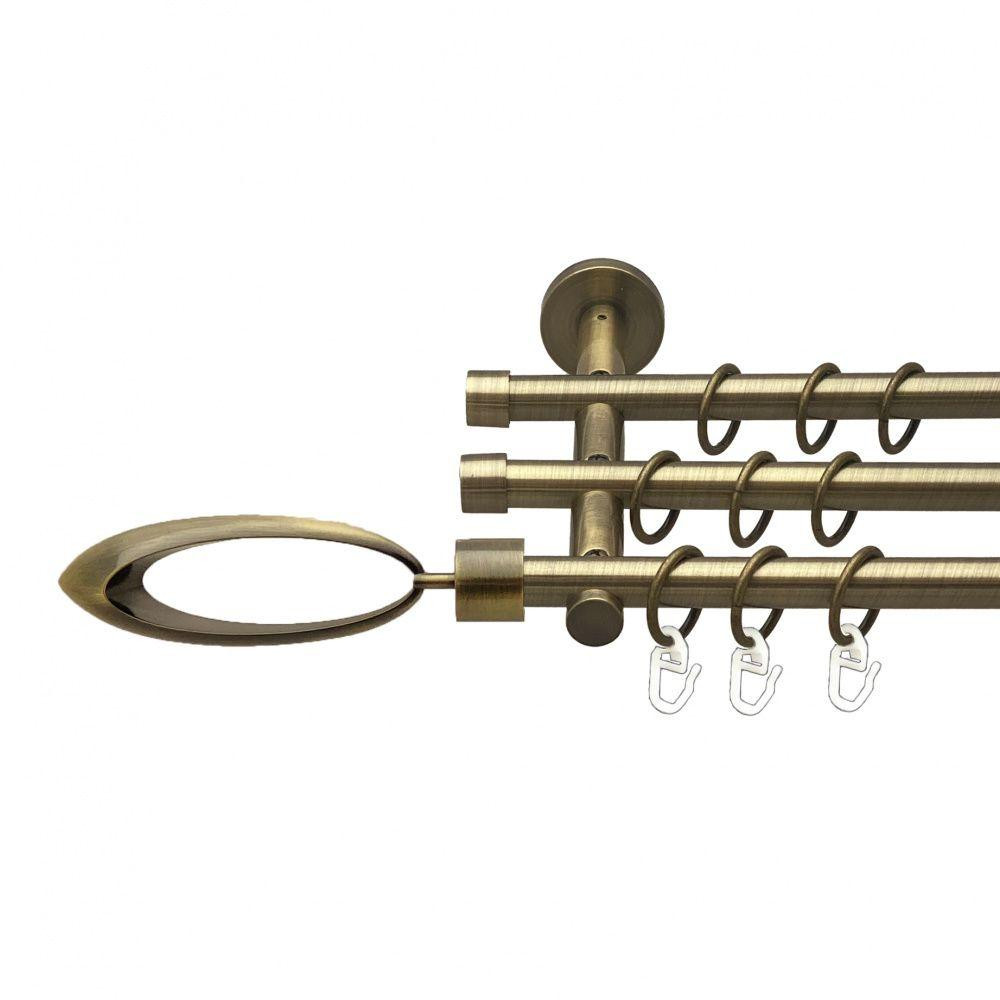 Карниз Orvit Венеція металевий трирядний циліндр (20 см) гладка труба кільце металеве Антик 16\16\16 мм 200 см (00-00015706) Львів - фото 1