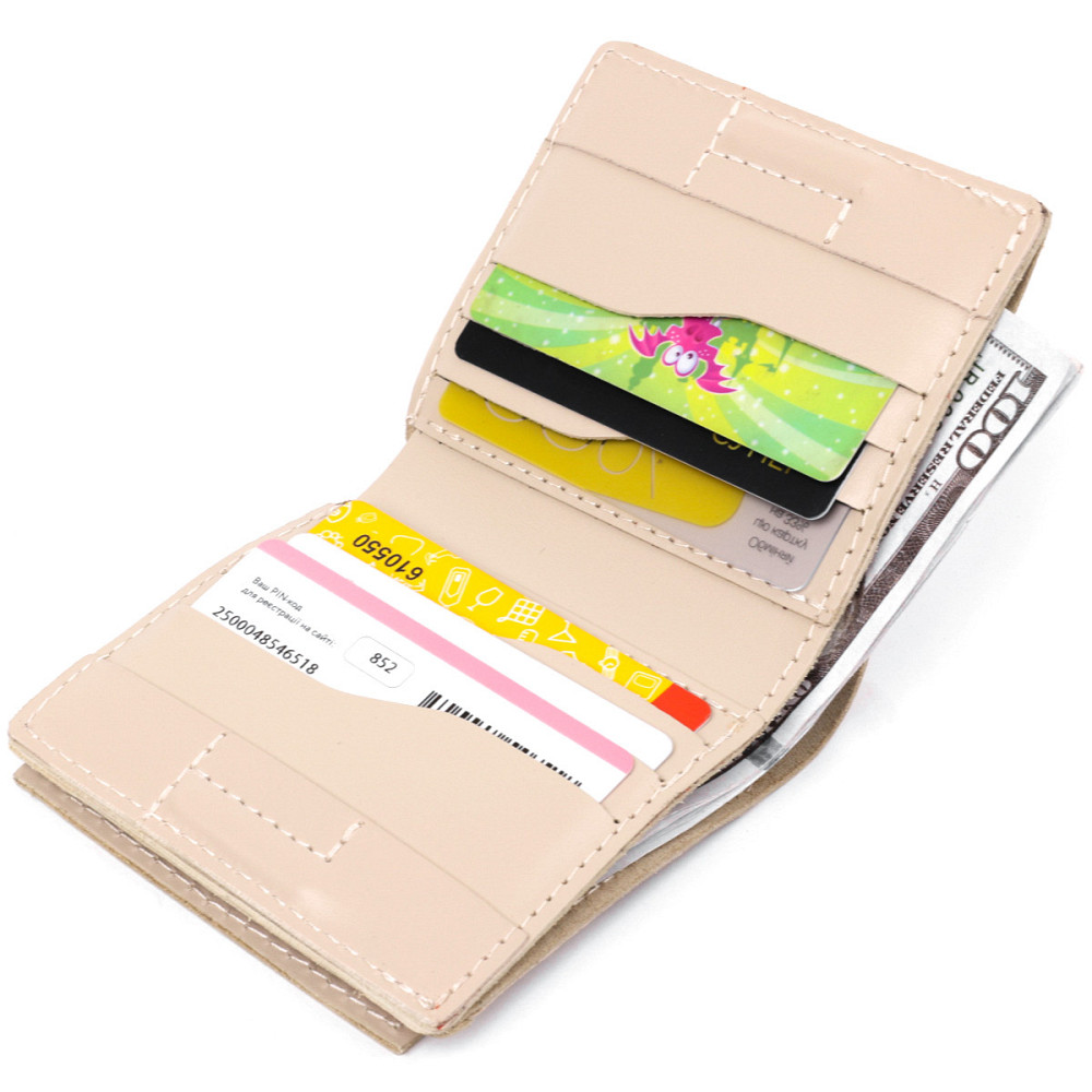 Оригинальное женское портмоне с монетницей GRANDE PELLE 11369 Бежевый Киев - изображение 3