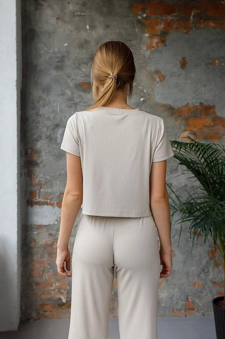 Стильный легкий костюм в рубчик Бежевый M-L Харьков - изображение 8