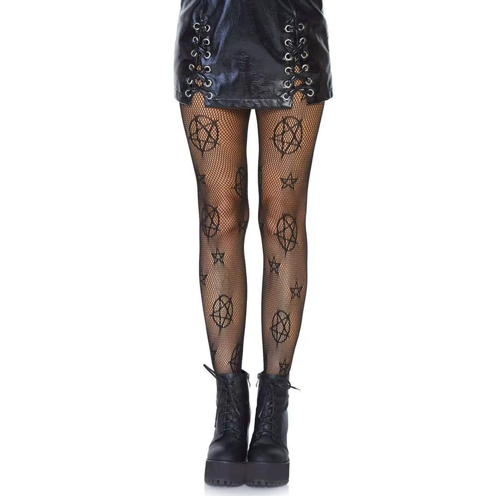 Колготи сітка з малюнком жіночі one size чорний Київ - фото 3